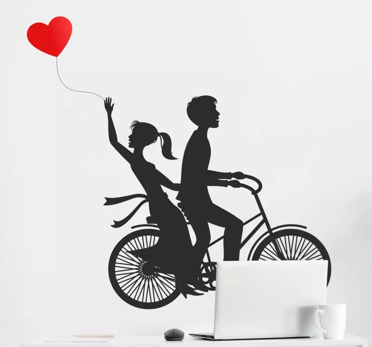 Couple Riding Bicycle love sticker - TenStickers