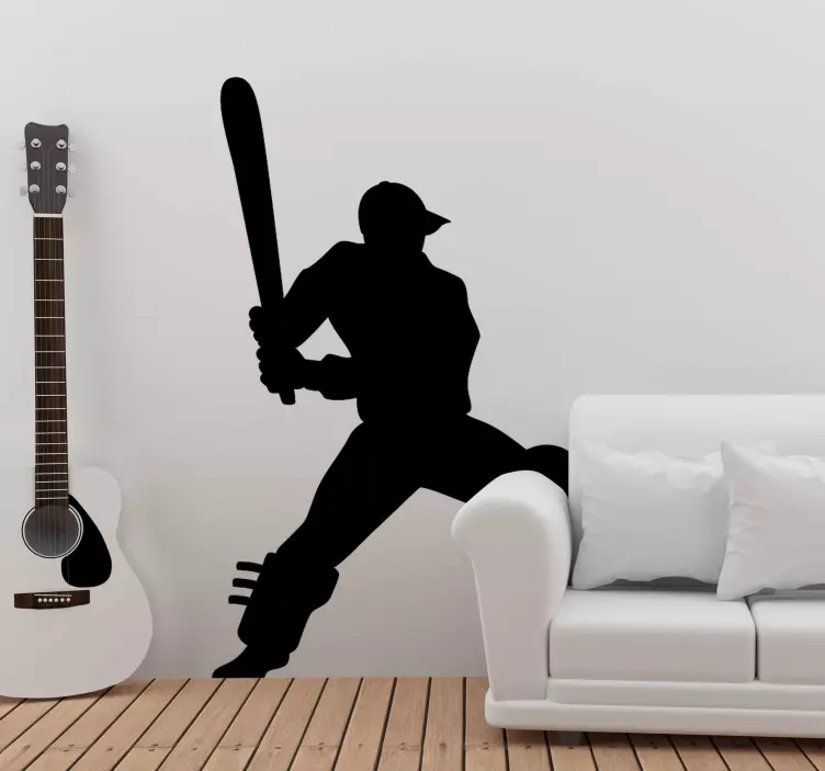 Cricket player silhouette wall sticker - TenStickers