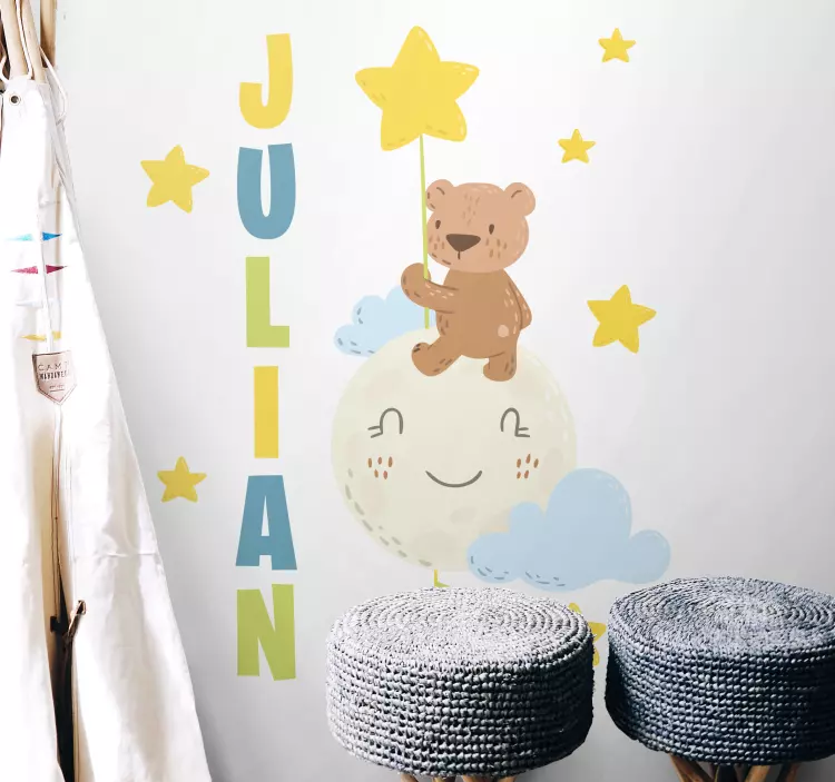 Custom bear balloon wall stickers for kid - TenStickers