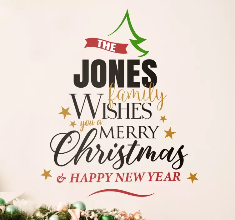 Customisable Family Christmas Tree Sticker - TenStickers