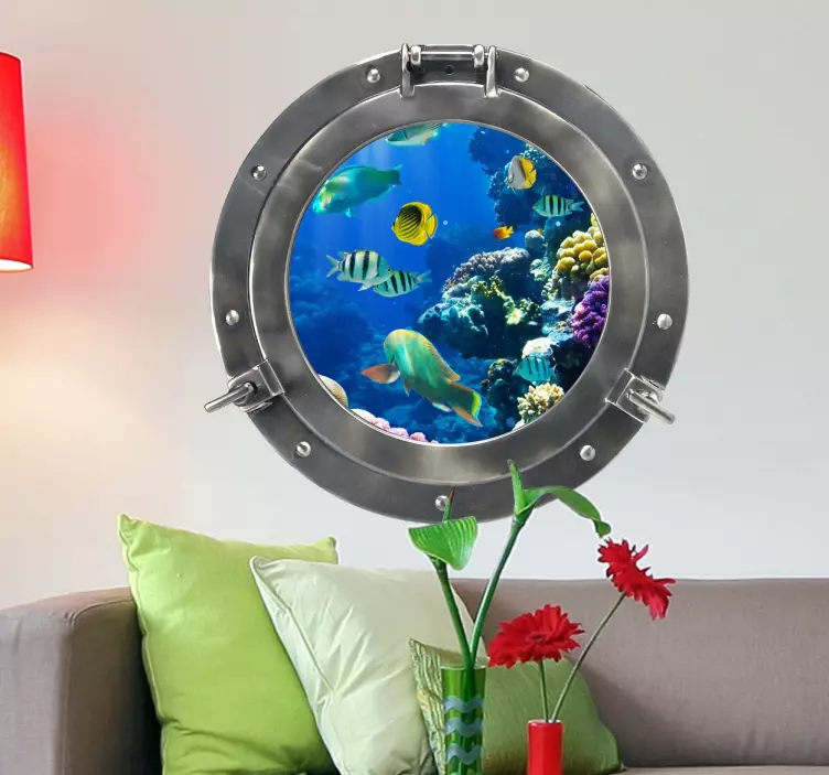 Customisable submarine porthole ocean 3d wall sticker - TenStickers