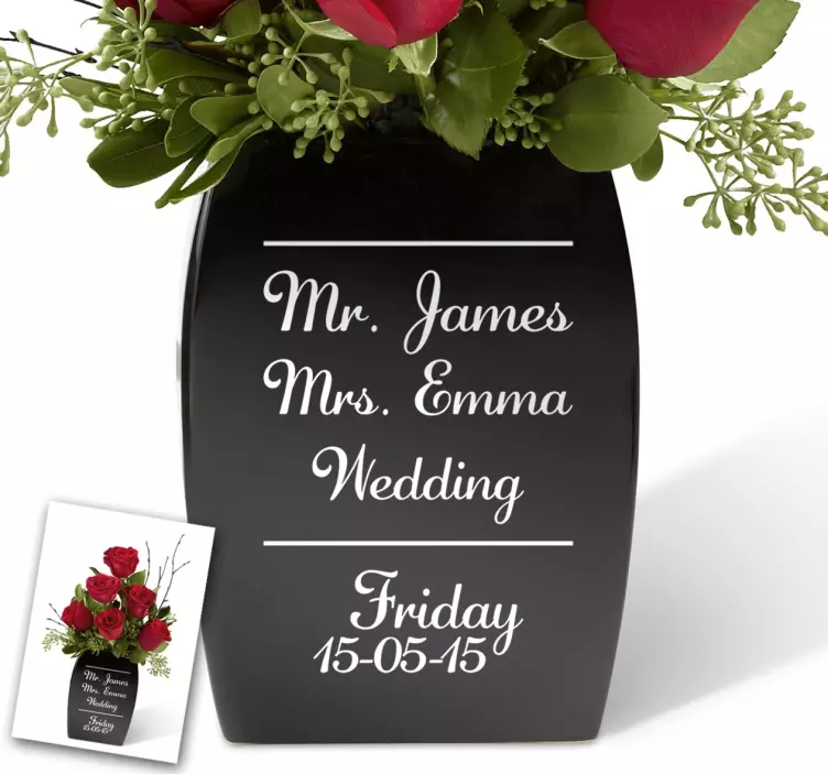 Customisable Wedding Flower Vase Sticker - TenStickers