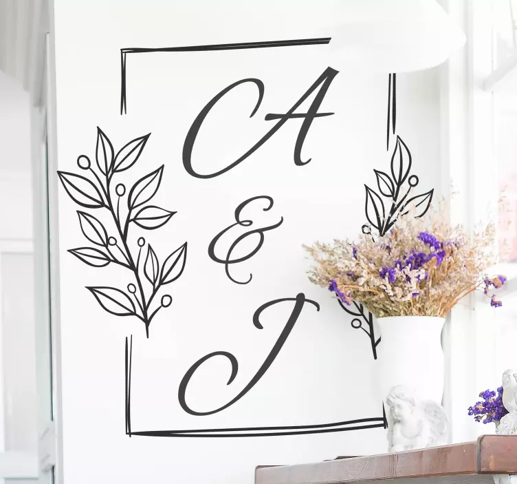 Customizable Couple Initials love sticker - TenStickers