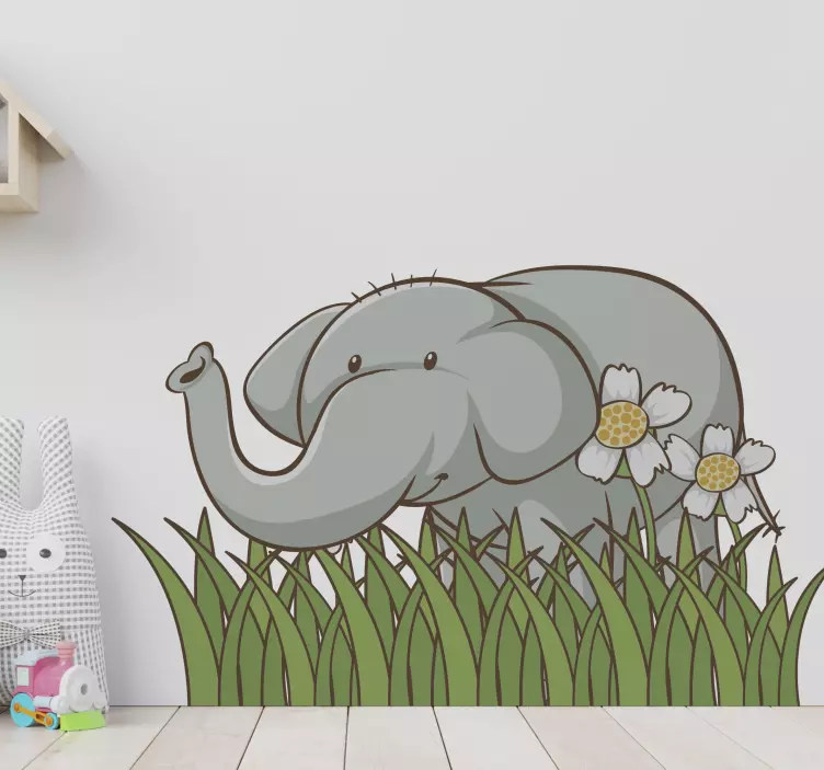 Cute elephant graphic wall sticker - TenStickers
