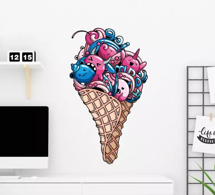 Robot ice cream food sticker - TenStickers