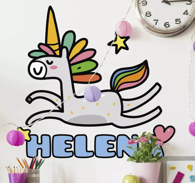 Cute Running Unicorn wall stickers for kid - TenStickers
