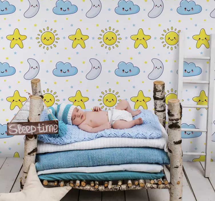 Cute Sleepy Moon wall stickers for kid - TenStickers