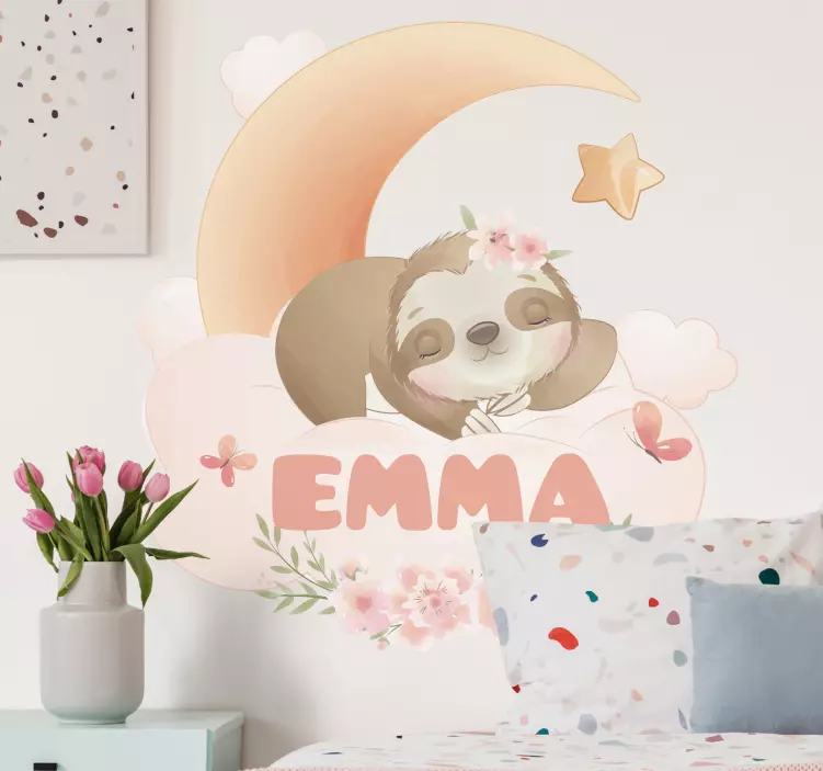 Cute Sloth Illustration wall stickers for kid - TenStickers