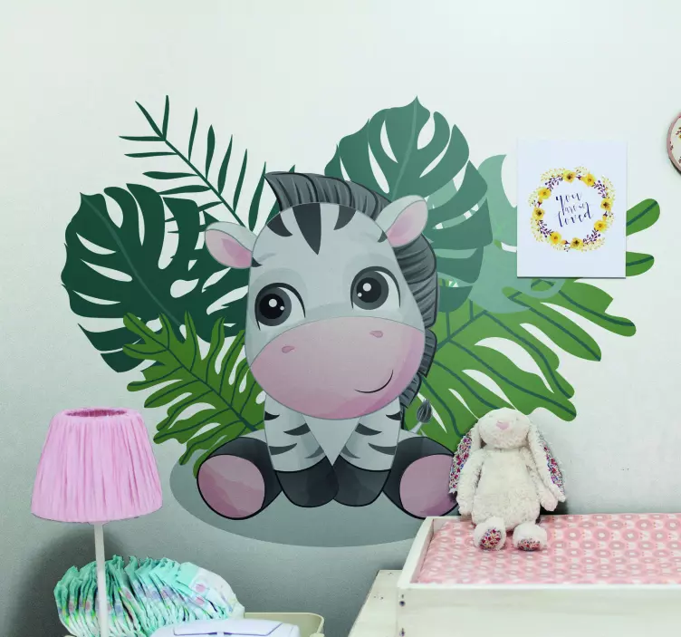 Cute Zebra Illustration wall sticker - TenStickers