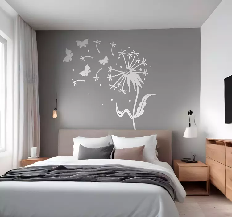 Dandelion and butterflies wall sticker for bedroom - TenStickers