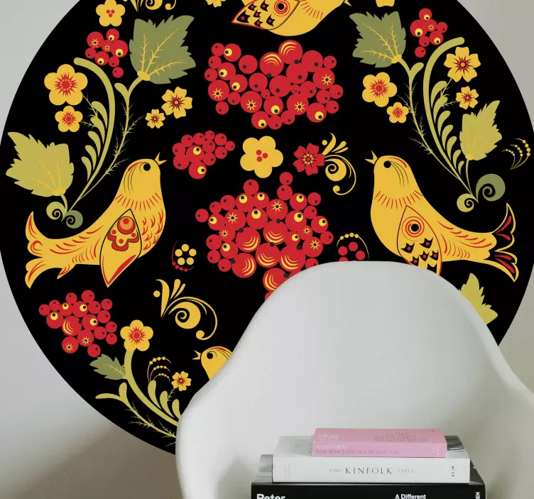 Dark background folk Slovak  floral sticker - TenStickers