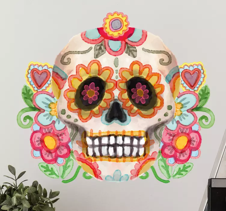 Day Of The Dead Skull Wall Sticker - TenStickers