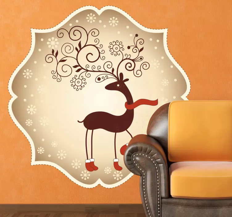 Decorative Reindeer Christmas Sticker - TenStickers