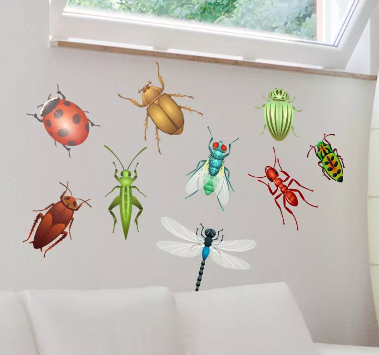 Different bug collection living room wall sticker - TenStickers