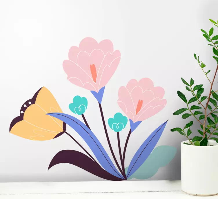 Different colors flower plant flower sticker - TenStickers