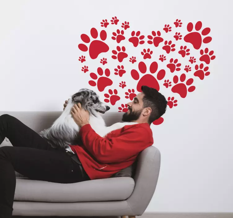 Dog footprints in heart shape wall sticker - TenStickers