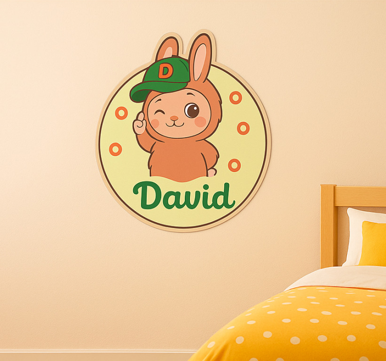 Doll winking with name illustration sticker - TenStickers