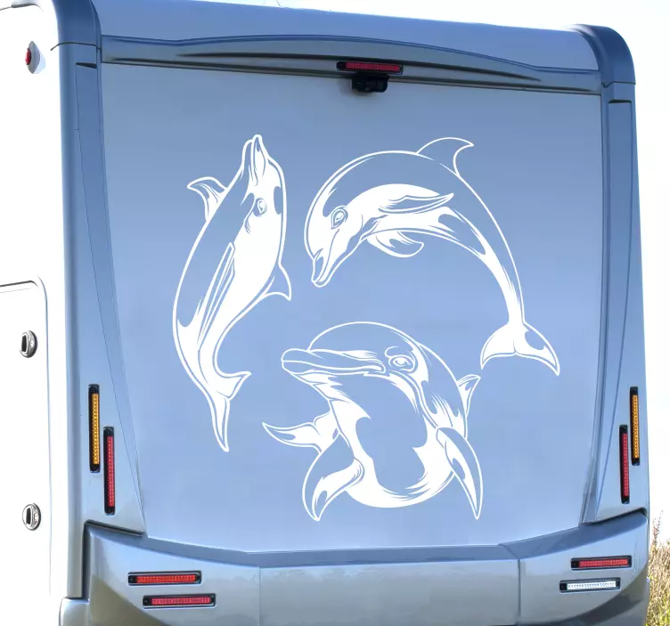 Dolphin silhouette campervan sticker - TenStickers