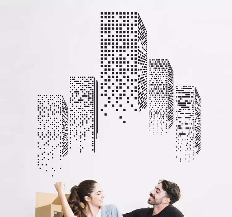 Dotted Skyscrapers Wall Sticker - TenStickers