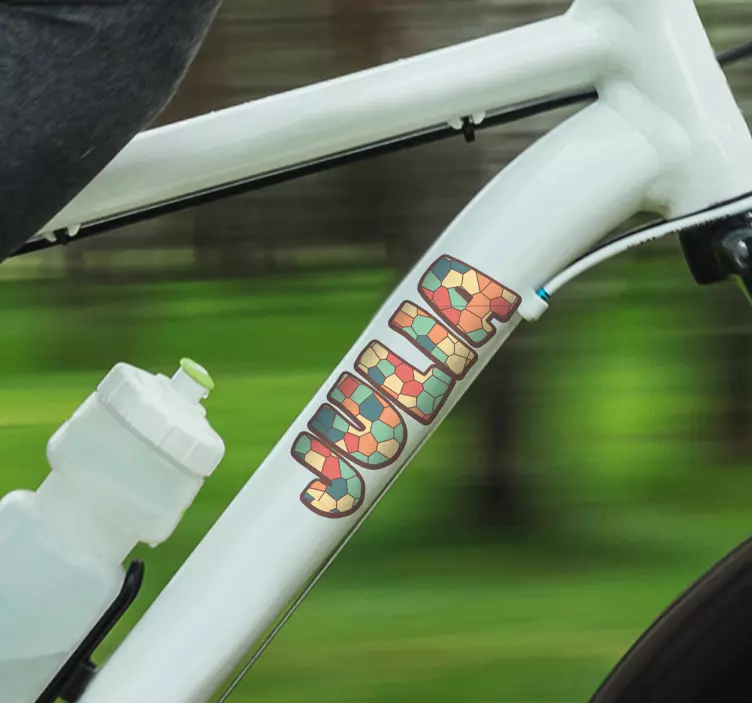 Mosaic personalised name design bike sticker - TenStickers