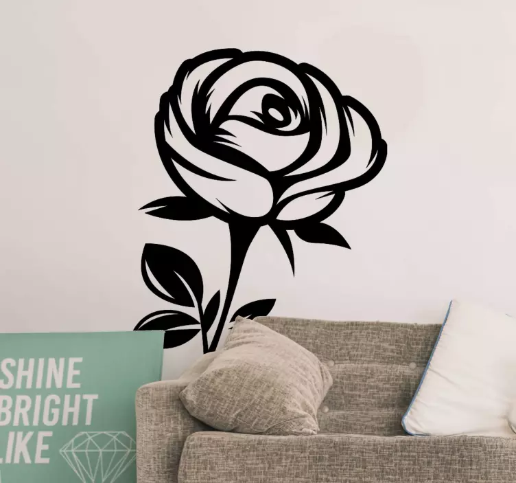 Elegant monocolour rose flower wall sticker - TenStickers