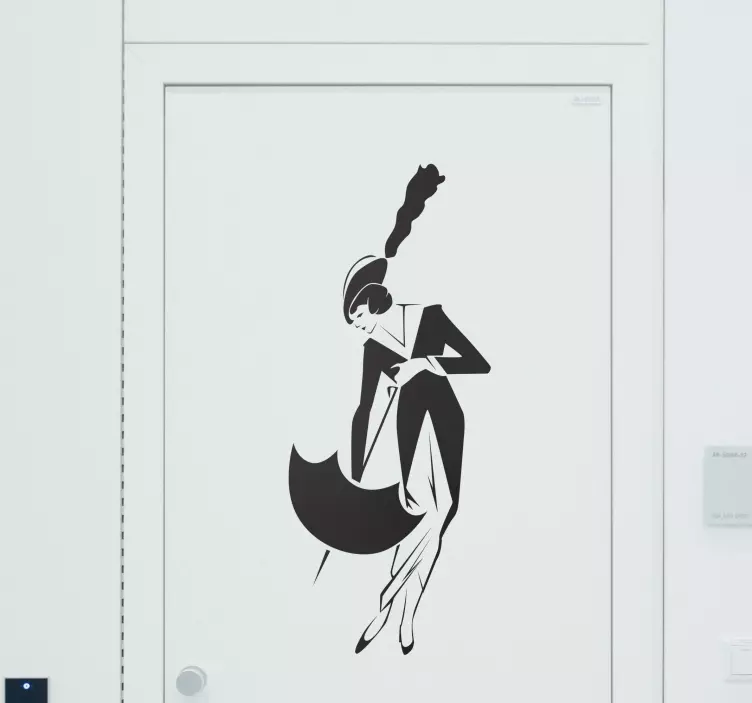 Elegant Woman with Umbrella Sticker - TenStickers