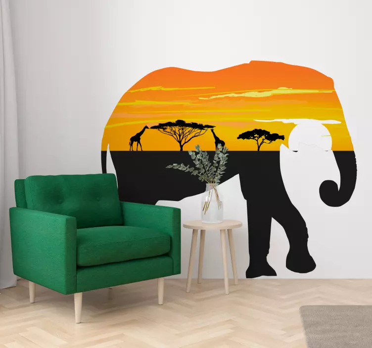 Elephant landscape Africa wild animal sticker - TenStickers