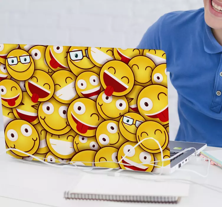 Emoji Faces Laptop Sticker - TenStickers