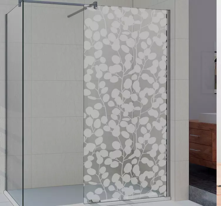 eucalyptus silhouette shower screen decal - TenStickers