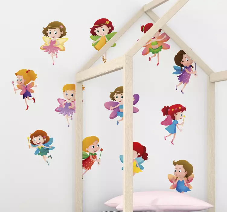 Set of colorful cute fairy wall sticker - TenStickers