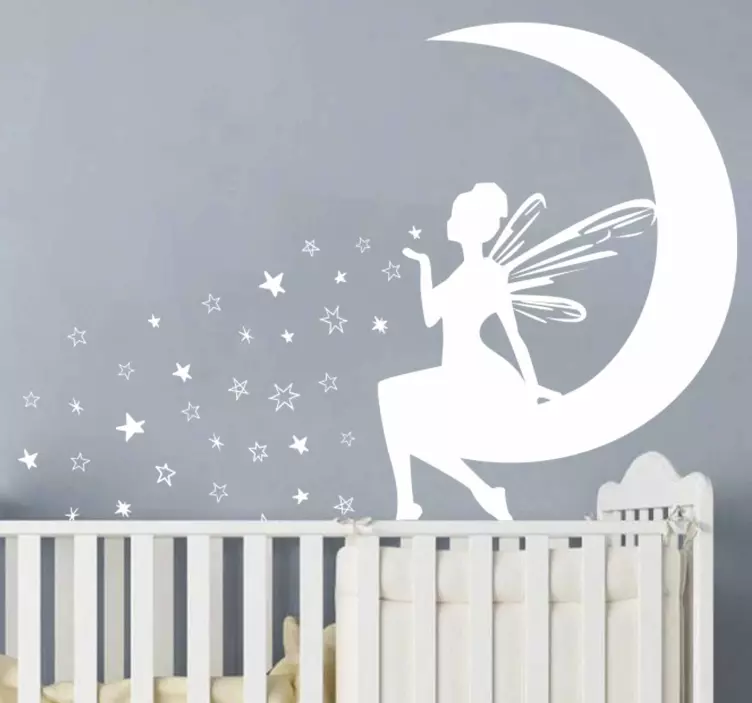Fairy blowing stars on the moon fantasy decal - TenStickers
