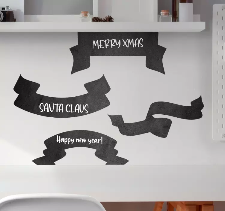 Christmas sticker festive chalkboard banner set - TenStickers