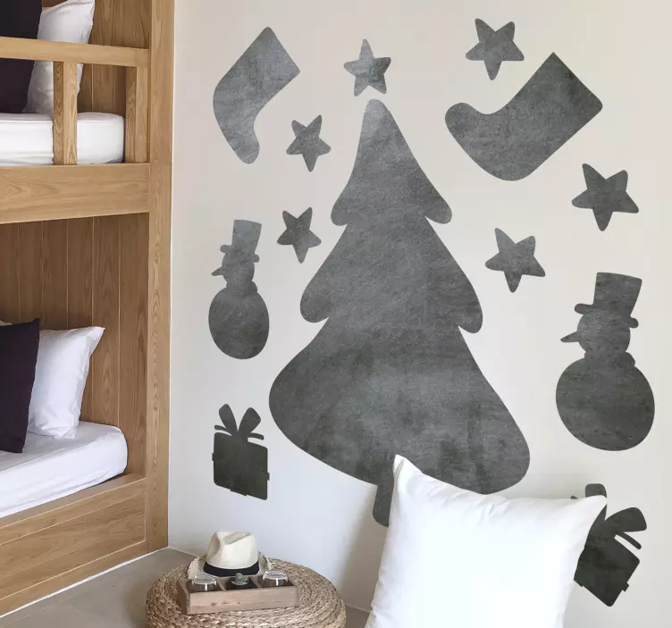 Christmas elements chalkboard sticker - TenStickers