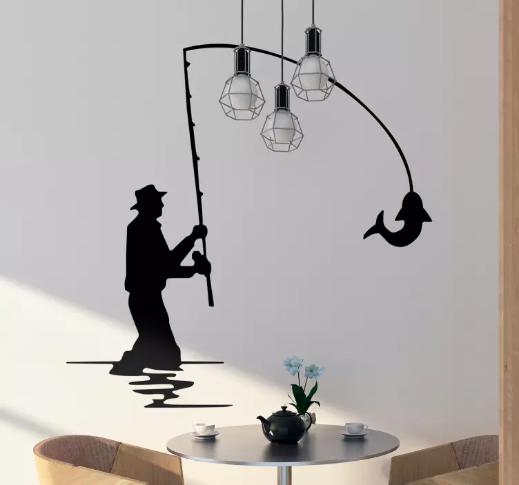 Fisherman silhouette wall sticker - TenStickers