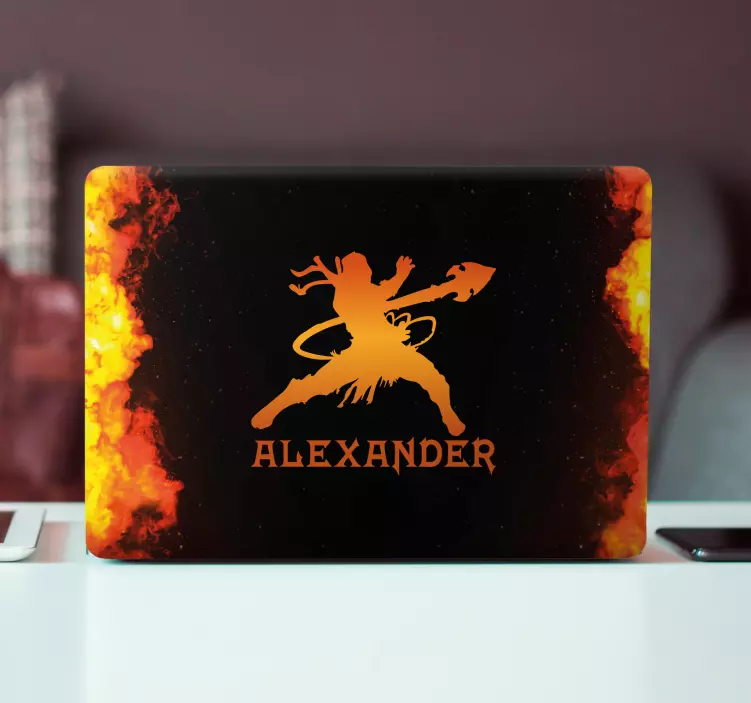 Flaming Warrior Silhouette laptop skin - TenStickers