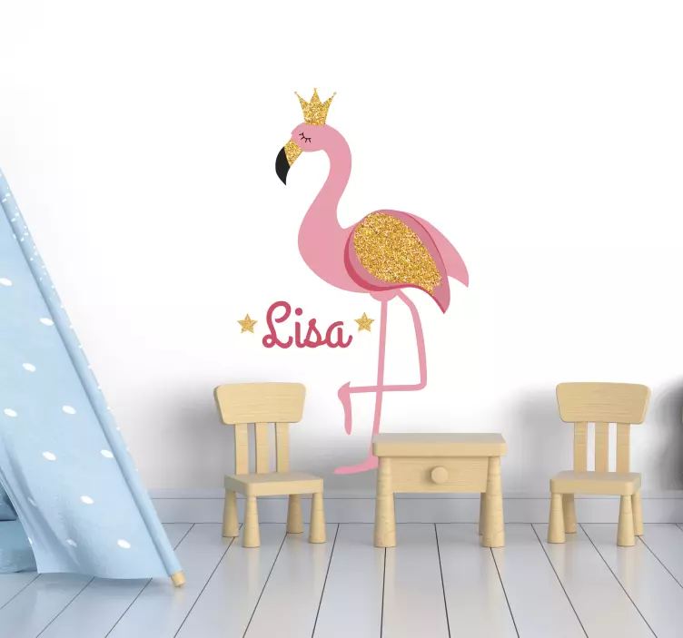 Flamingo with name bird wall sticker - TenStickers