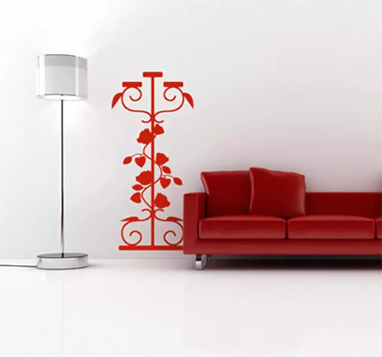 Floral Design Candlestick Wall Sticker - TenStickers