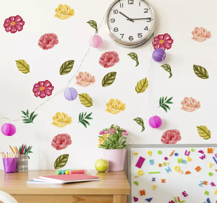 Floral leave set plant wall sticker - TenStickers