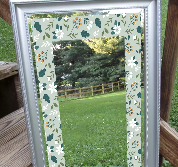 Floral mirror frame mirror sticker - TenStickers