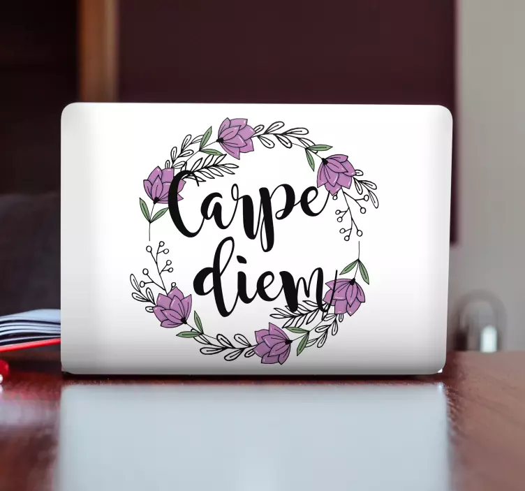 Floral Motivational Emblem laptop skin - TenStickers