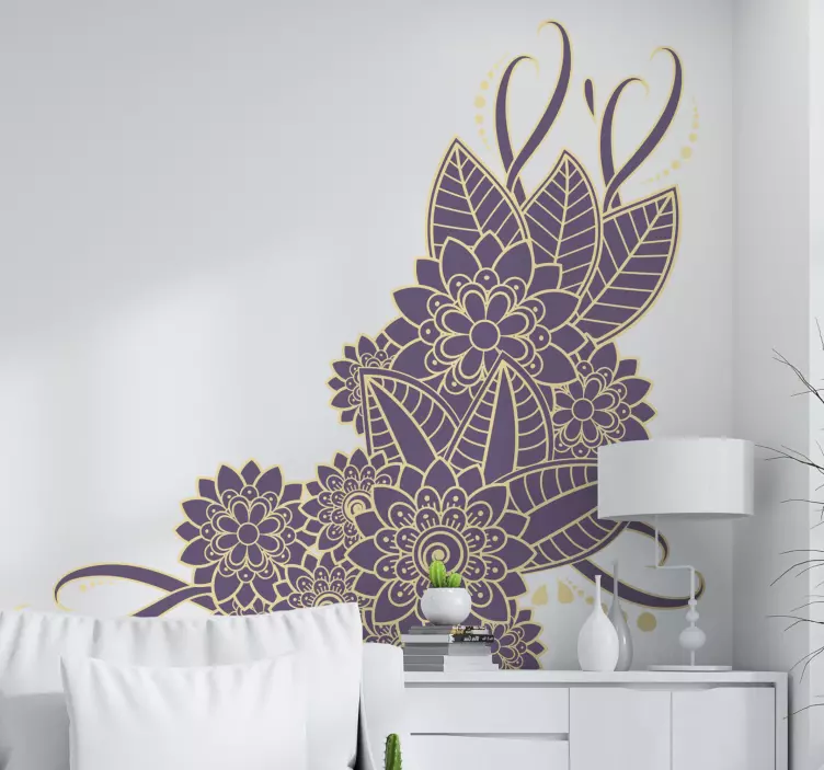 Floral paisley corner  wall sticker - TenStickers