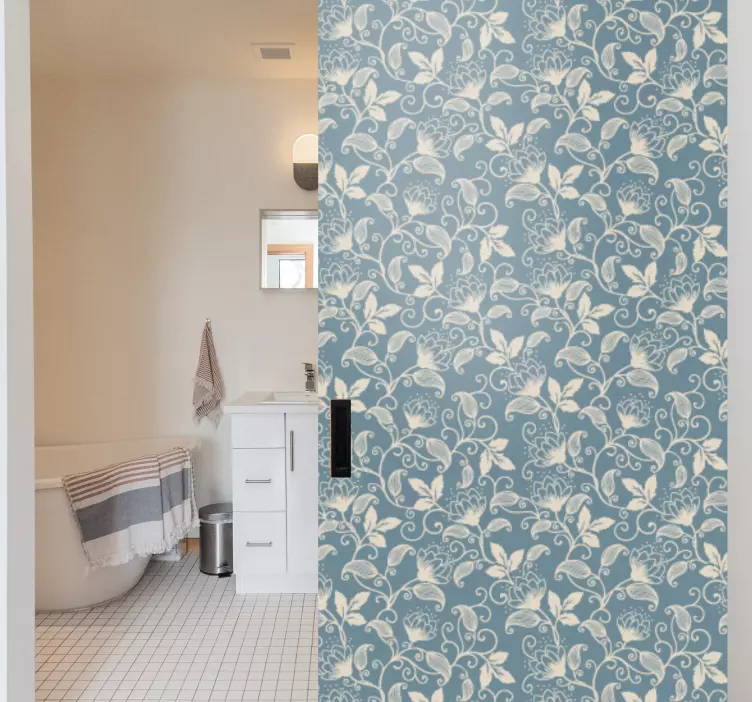 Floral Pattern Wallpaper door sticker - TenStickers