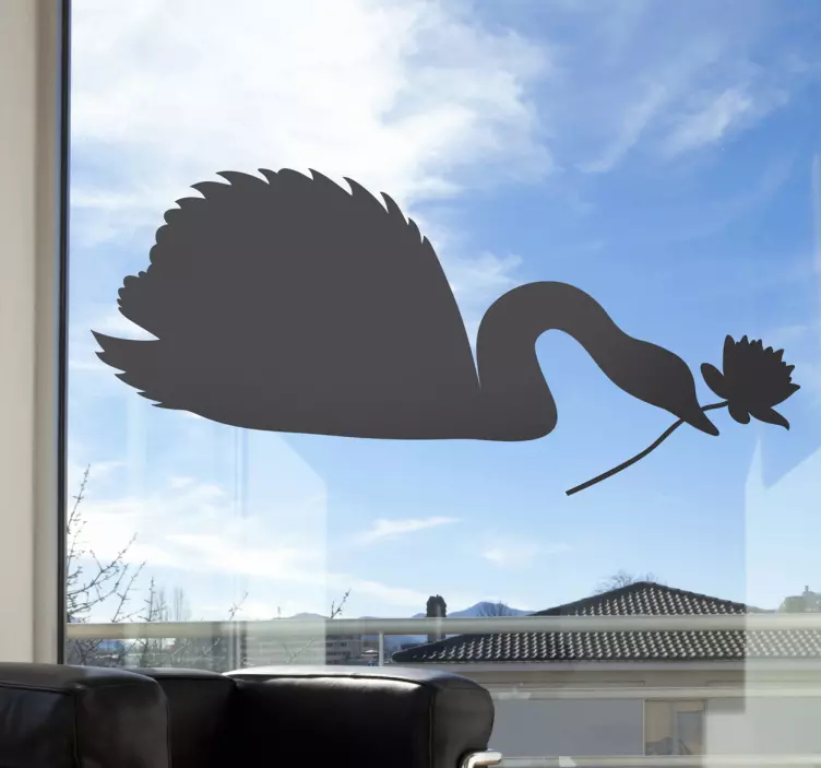 Flower Swan Silhouette Decal - TenStickers