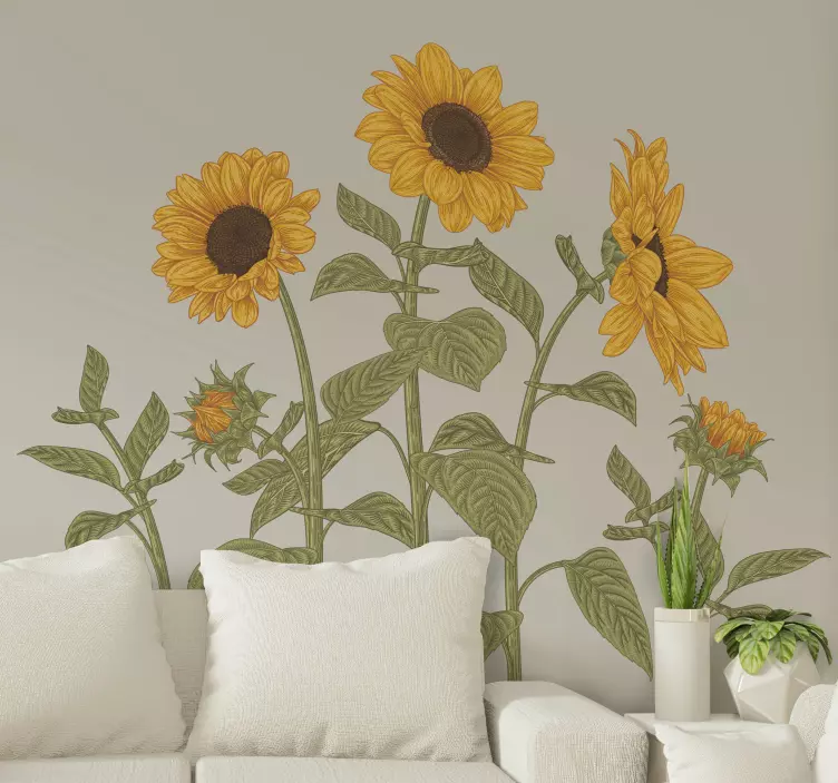 Flower wall sticker sunflower bouquet design - TenStickers