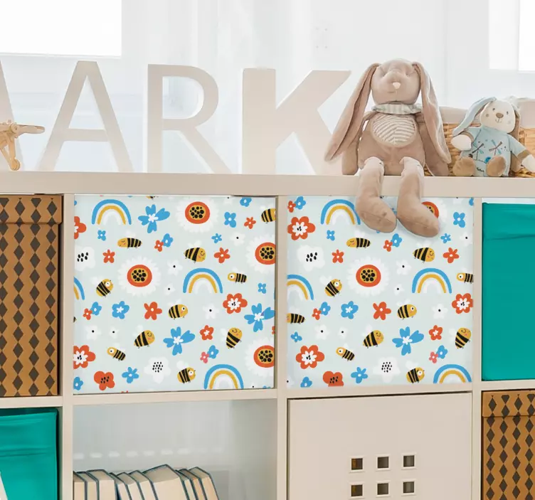 Flowers and bees furniture sticker - TenStickers