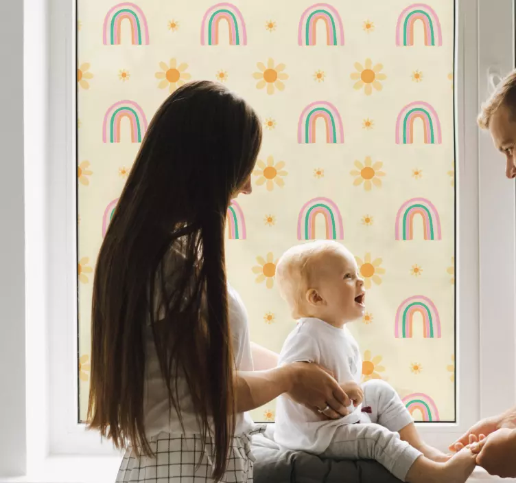 Flowers and Rainbows window decal - TenStickers