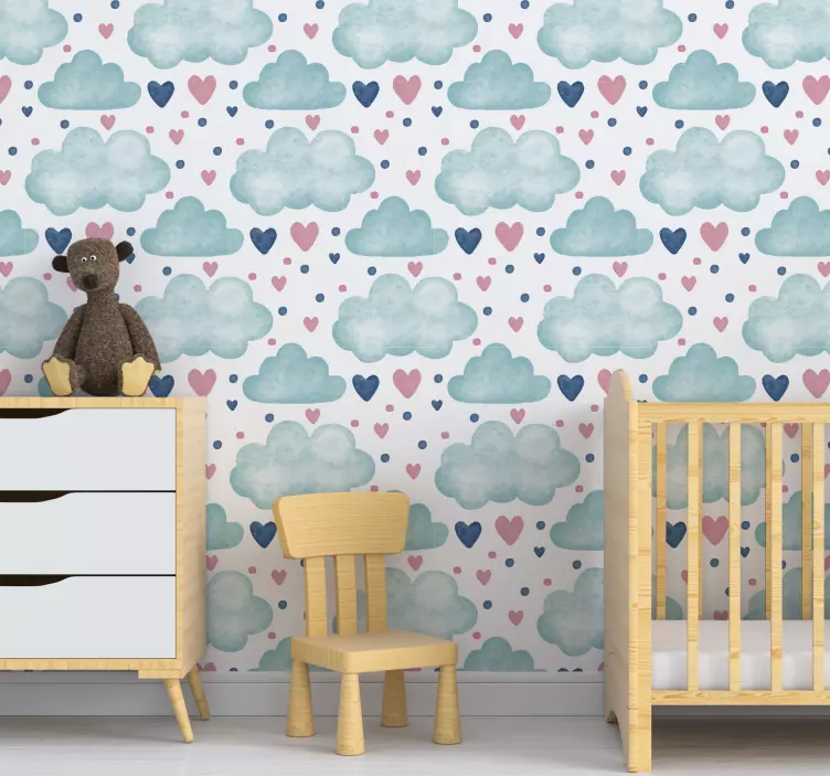 Fluffy Cloud Hearts wall stickers for kid - TenStickers