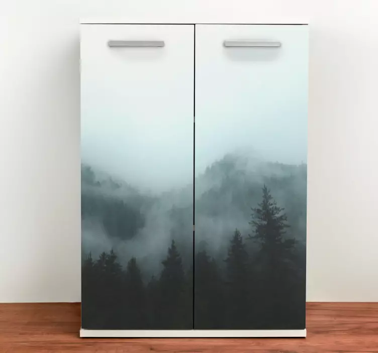 Foggy forest wardrobe furniture sticker - TenStickers
