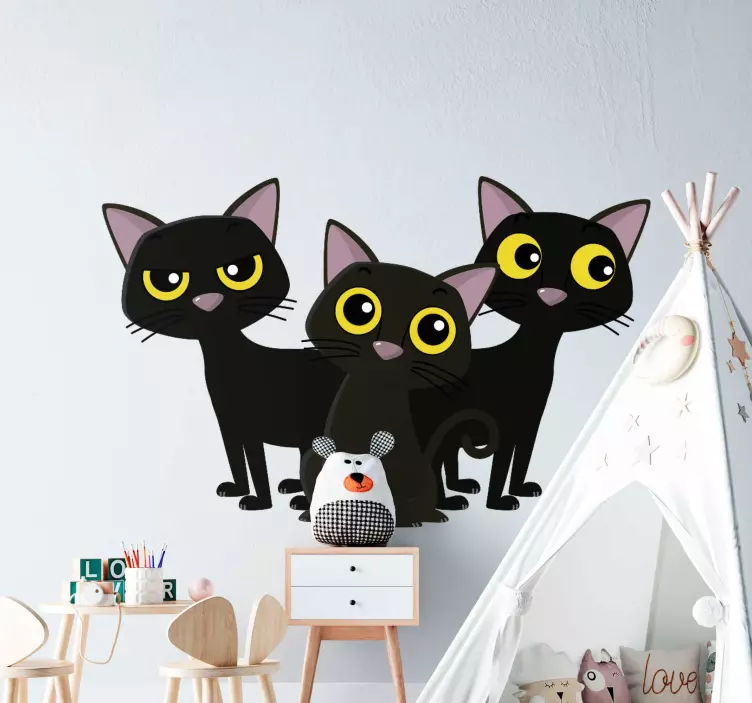 Funny Cat Trio wall sticker - TenStickers