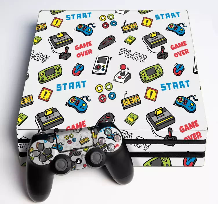 game over and start pattern PS4 sticker - TenStickers